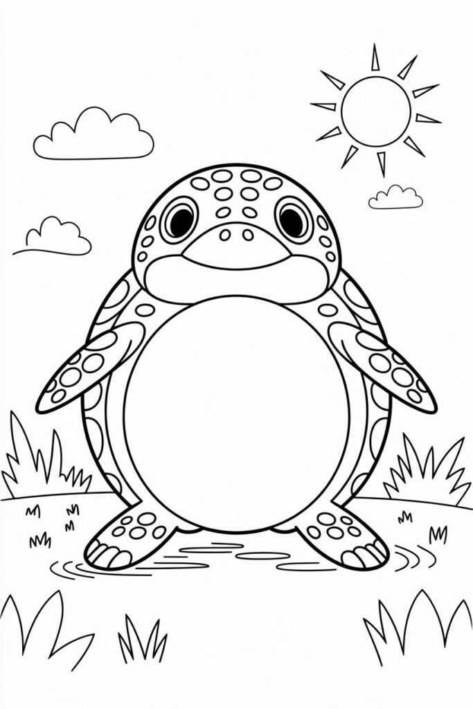 Disegno semplice di una tartaruga carina da colorare