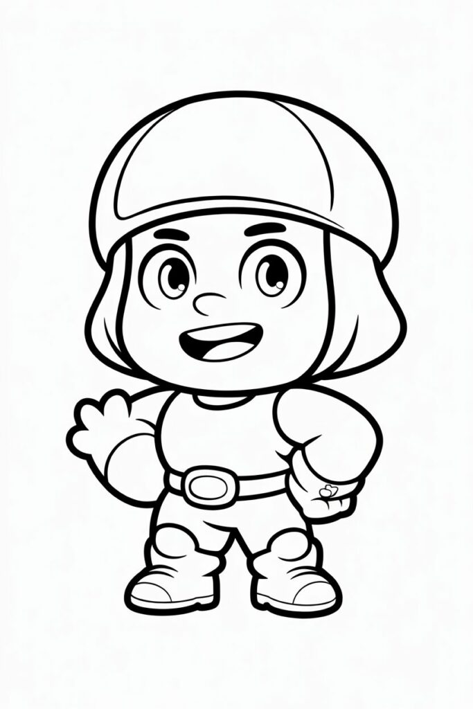 Disegno di un personaggio con elmetto di Brawl Stars da colorare per bambini