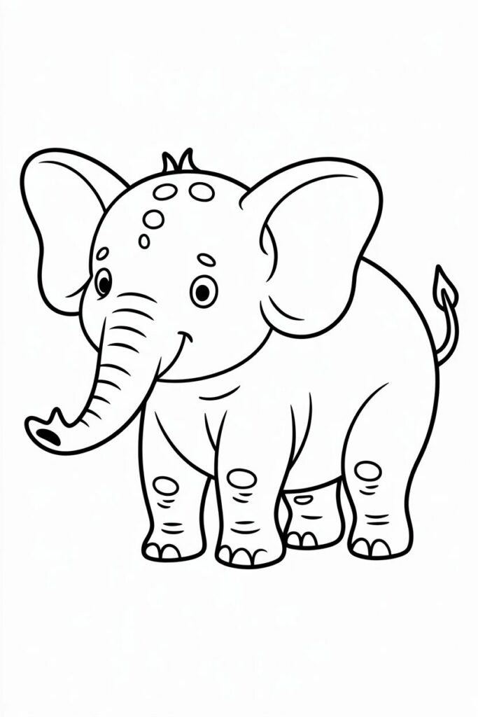 Disegno da colorare di un piccolo elefante carino