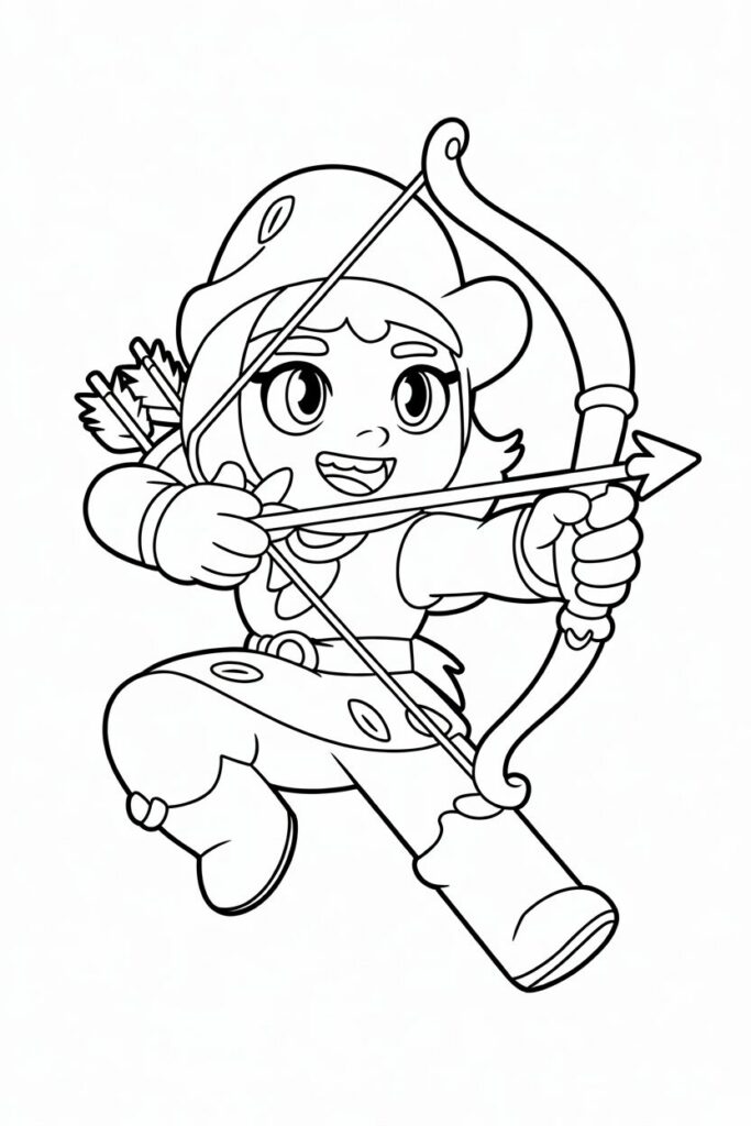 Disegno di un'arciere di Brawl Stars da colorare per bambini