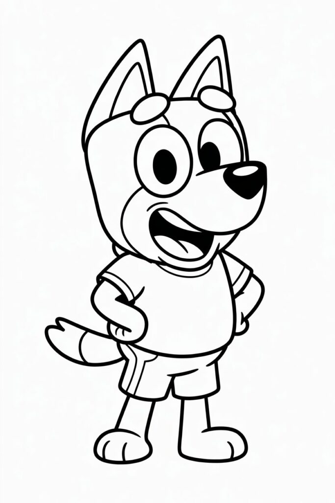 Immagine di Bluey in piedi da colorare per bambini