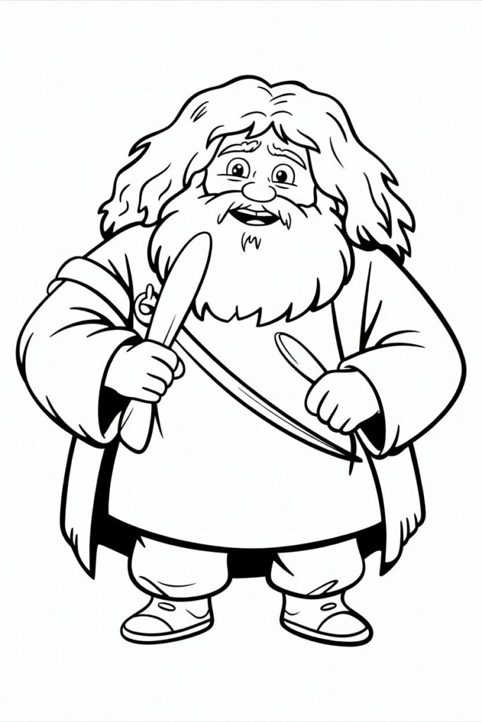 Disegno di Hagrid da colorare, versione cartoon per bambini